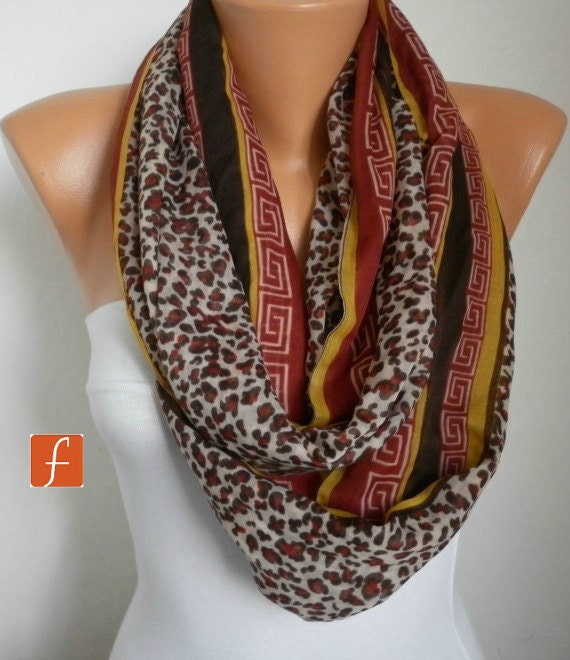 Leopard - Infinity Scarf Shawl Circle Scarf  Loop  Scarf Gift -fatwoman