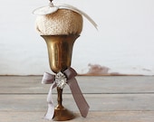 Burlap Pin Cushion in Vintage Brass Cup