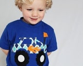 Monster Truck Shirt - Boys Birthday Shirt - Monster Truck applique- Choose Shirt Color, Sleeve Lengthh