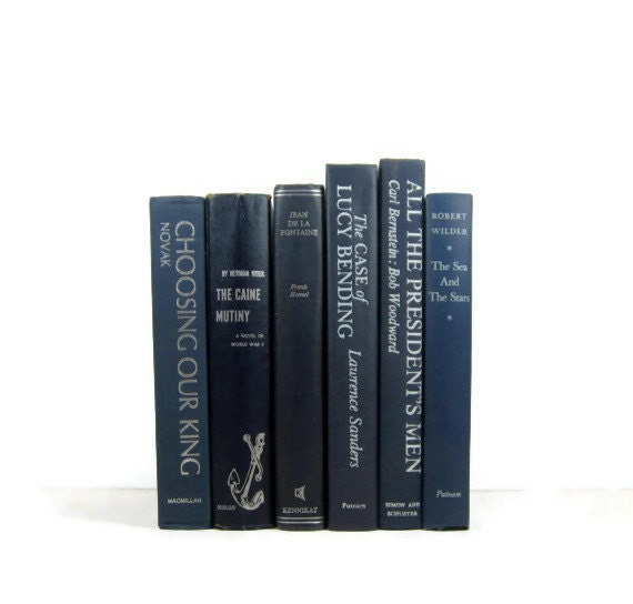 Vintage Blue Decorative Books , Photo Props , Vintage Wedding Decor