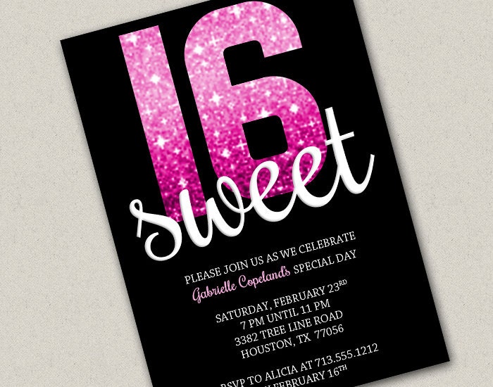 Sweet 16 Glitter on Black Il_570xn