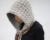 SALE undyed crocheted woolen hood no. 2 - natural grey