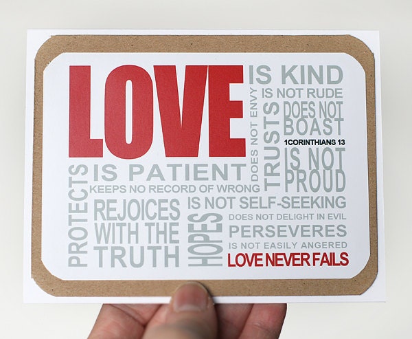 Love Greeting Card. 1 Corinthians 13 Card. Anniversary Card. Wedding Card. Engagement Card by mateoandtobias on Etsy