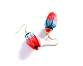 Earrings red blue clay. - LindaVJewelry