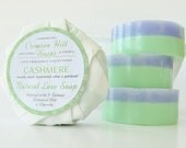 CASHMERE Natural Round Soap - Vanilla, Musk, Sandalwood, Citrus, Patchouli scent, large 5 oz soap, gift wrapped, handmade, glycerin, vegan