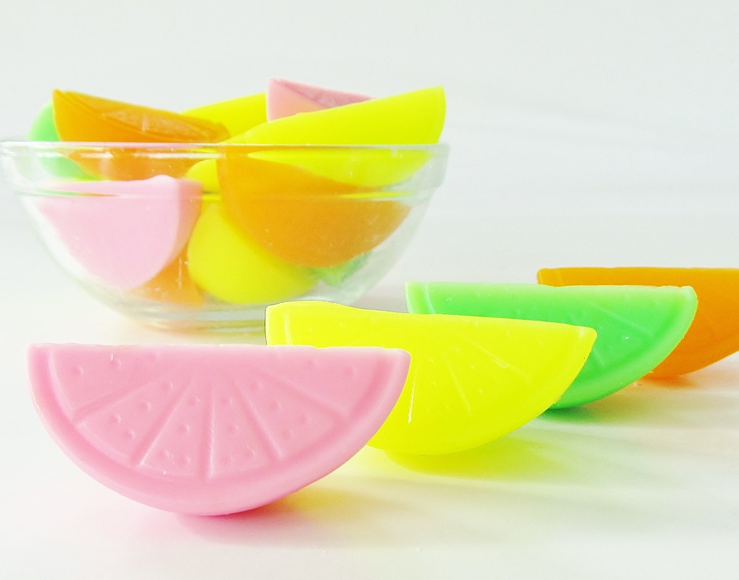 30 BULK CITRUS SLICE Soaps - Choose Scent & Color, lime, lemon, orange, pink lemonade, summer, bbq, diy party favors, birthday, bridal