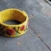 Felt Bracelet Cuff Hand Embroidered Mustard Yellow Wool Felt with Scarlet Red and Turquoise Embroidery by love maude