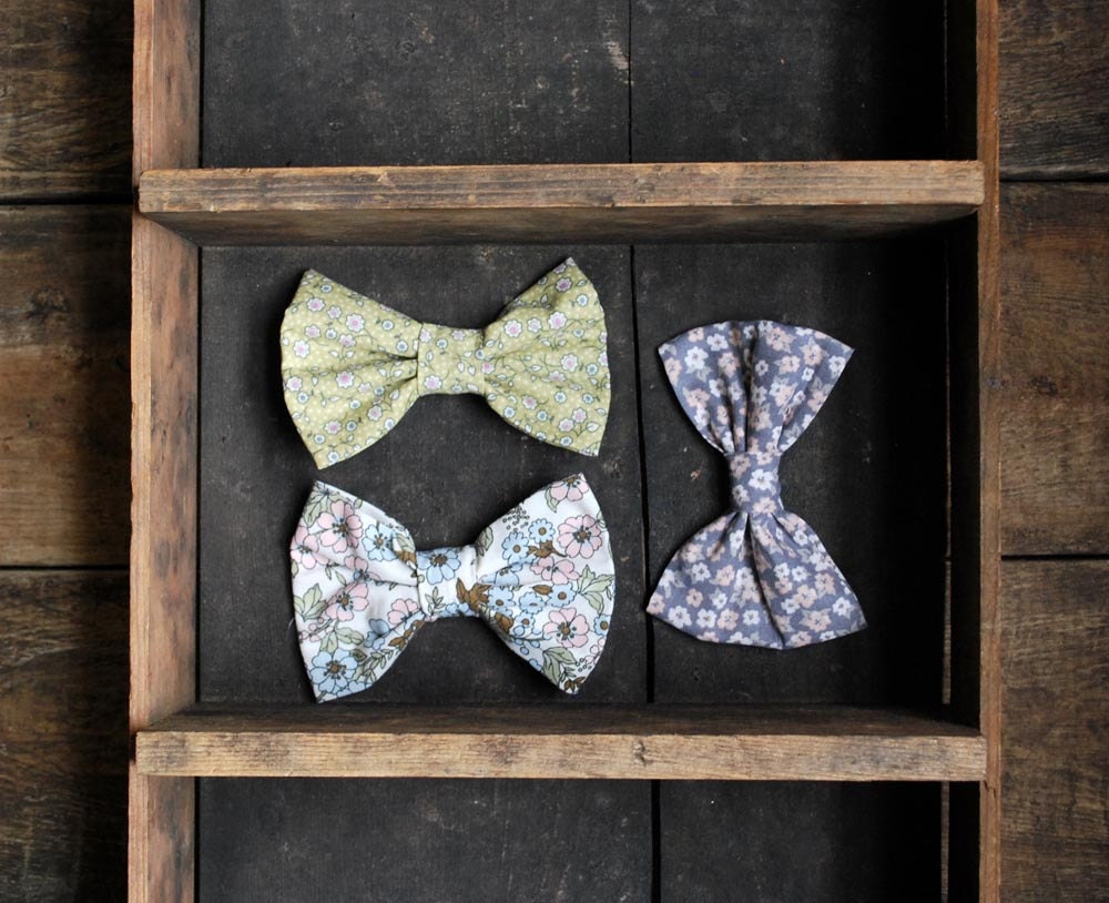 Floral Hair Bows - All 3 - Hair Clips