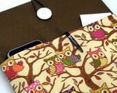 iPad case, iPad cover, iPad sleeve with 2 pockets, PADDED - Little owls