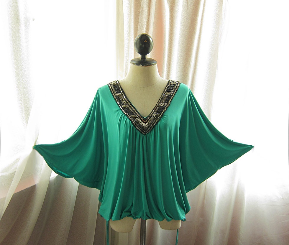 Freedom Seafoam Minty Spring Green Turquoise Bohemian Tribal Breakfast at Tiffanys Kaftan Hippie Exotic Alice in Wonderland Caftan Tunic Top