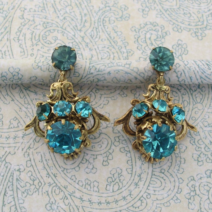 Vintage Czechoslov Rhinestone Earrings
