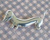 Vintage Dachshund Pin Sterling Silver Stamped Parra