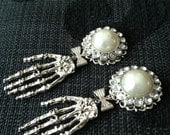 Pearl, Bling and Skeleton Earrings