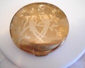 Vintage compact, Signed "Melissa Made in England" compact, bird and floral design retro 1950s compact, vintage accessory