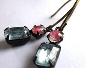 Sky Blue And Pink Glass Claw Set Vintage Style Earrings Jewelry