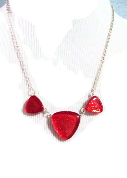 Bunting Necklace, Fiery Glitter Red Nail Polish Necklace, Bold Wedding Jewelry, Glitter Nail Polish Jewelry, Glitter Necklace - Unrepeatables