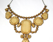 Wood Laser Cut Statement Necklace - Bib Engraved Geometric Jewels Birch Ply Jewelry