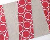 Wonky Stripes Table Runner -- Linen and Red - Ready to Ship