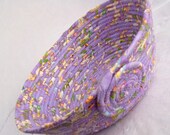 Lovely Lilac Basket, Handmade Coiled Basket, Lavender Tissue Basket, hand wrapped and coiled fabric basket