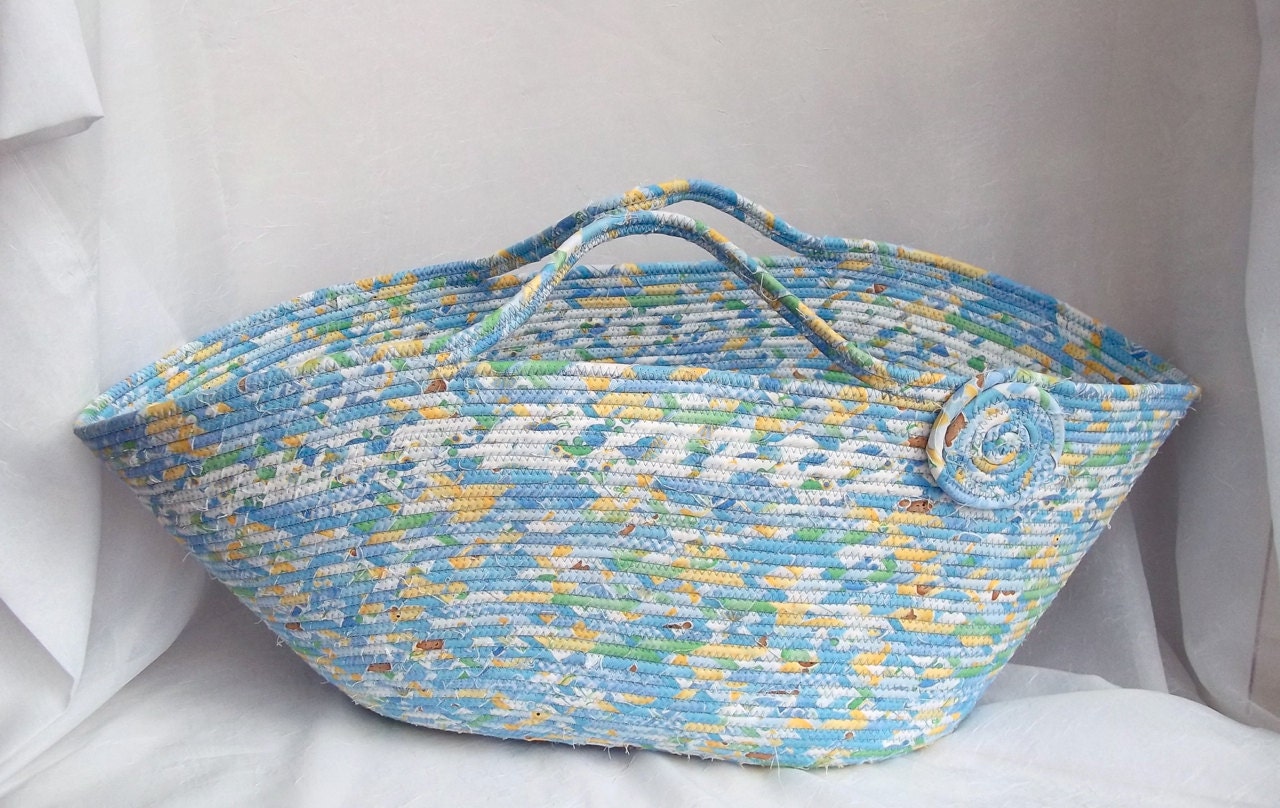 Baby Boy Hamper, Handmade Blue Fabric Basket, Baby Shower Gift, Storage Organizer, Blue Baby Decor