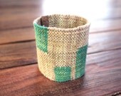 Modern Fiber Raw Silk Hand Woven Cuff - Tapestry Woven Design - Fiber Art to Wear