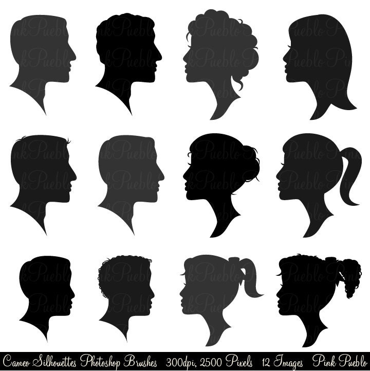 Cameo Silhouettes Photoshop Brushes, Profile Silhouettes Photoshop Brushes - Commercial and Personal Use