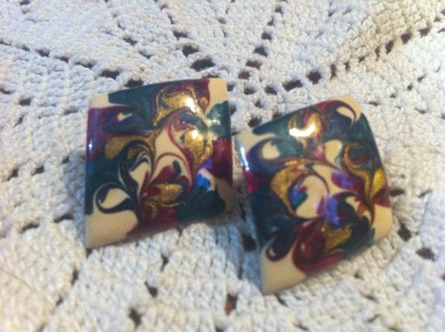 Mardi Gras swirl earrings