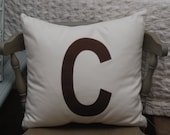Jumbo Appliqué Single Letter Throw Pillow Cover--Brown