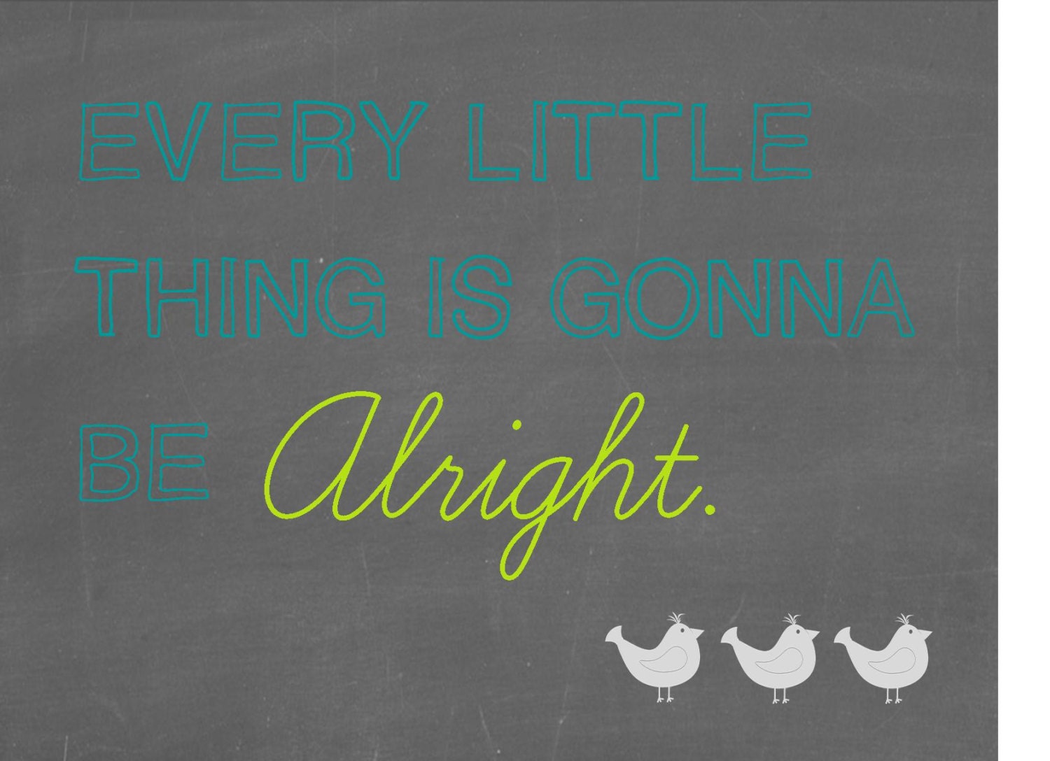 Everything Little Thing Digital Print- Gray, Aqua, Chartreuse