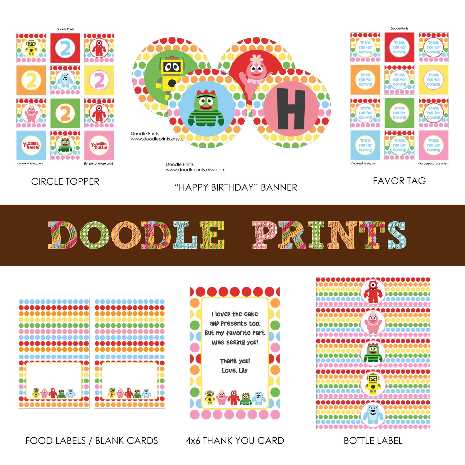 Printable YGG Birthday Party Package - Customized Printable Package - Cordinating Monsters/Robots party