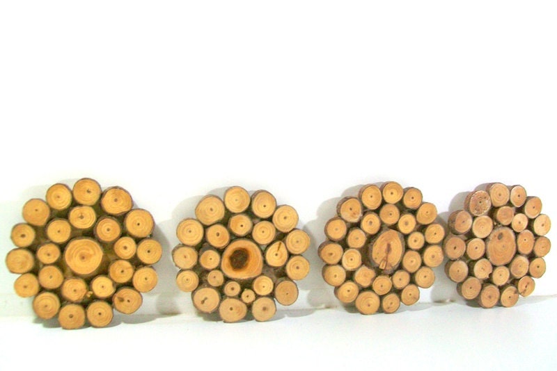 Handmade Vintage Wooden Cedar Log Rustic Coasters