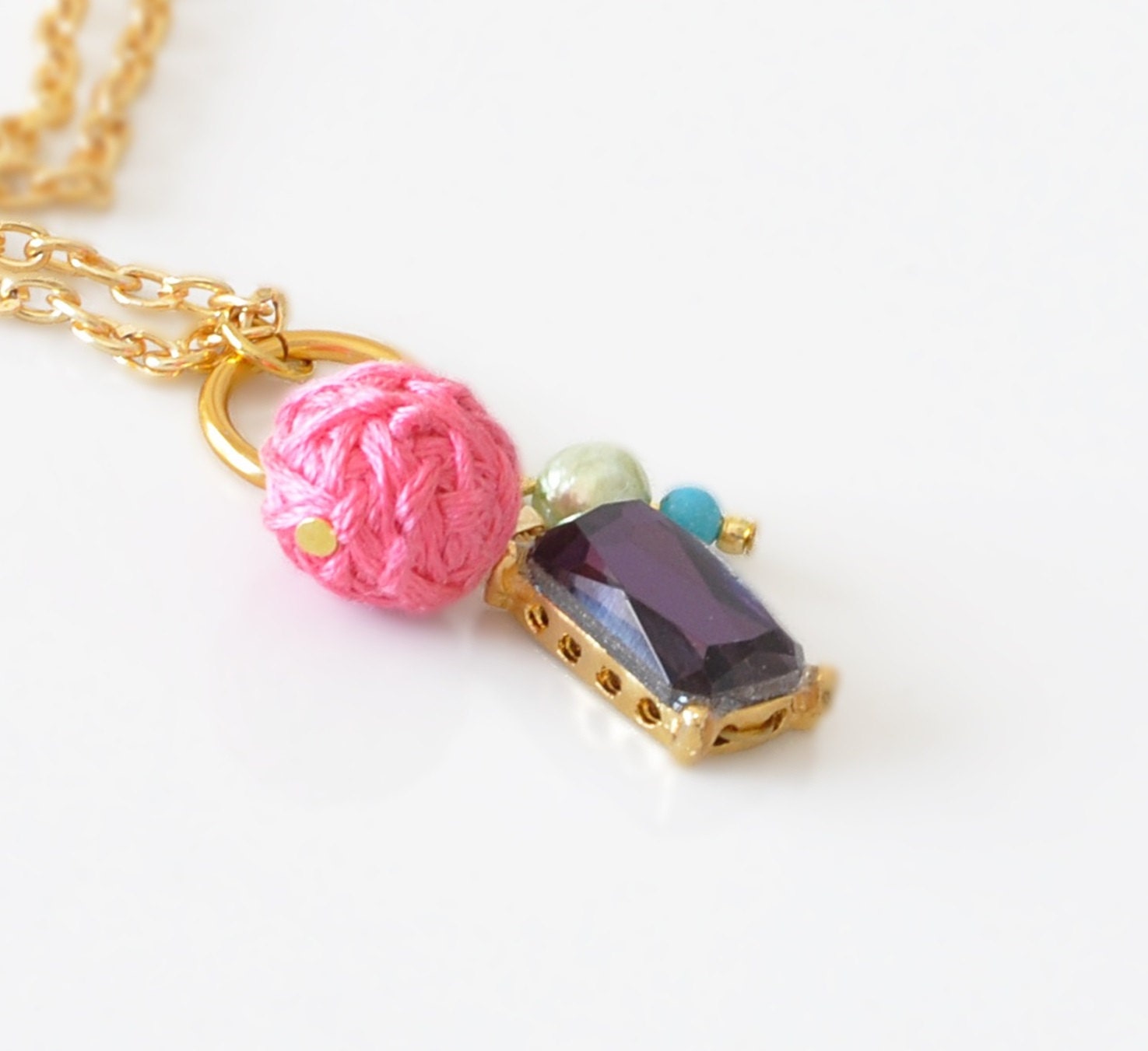 Crystal Rhinestone Necklace Gold Pink Purple Charm Statement Bib Summer Wedding Fashion Hand Sewn Romantic  Bridesmades Party