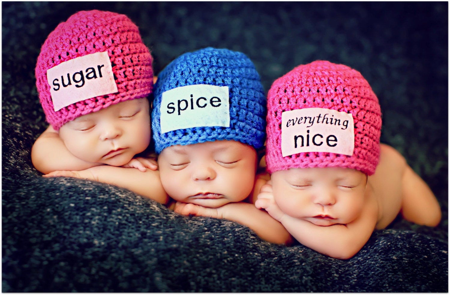 Newborn Photo Prop Triplet Hats