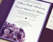Purple Hydrangea Wedding Invitation, Deposit