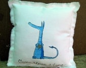 Whimsical Storybook Dragon, Original Art Hand Painted Pillow, One of a Kind, Small Decorative