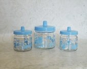 Mid Century Jar Set for Baby - Vintage 1950s Glasco Around the Clock with Baby Nursery Jar Set