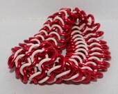 White and Red Punk stretch chain mail bracelet