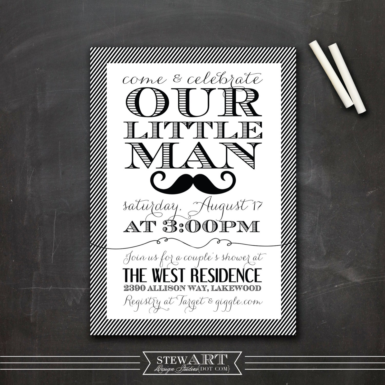 Personalized BABY SHOWER INVITATION Printable Digital Design - Baby Boy - Little Man