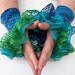 Ocean Ruffled Wrist Cuff Wrist Warmers "Mermaid in the Kelp" Blue Green Ruffles