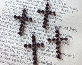 Vintage Swarovski Rhinestone Cross Charm Garnet Swarovski Crystal  lot of 4