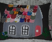 one of a kind whimsical cottage pillow