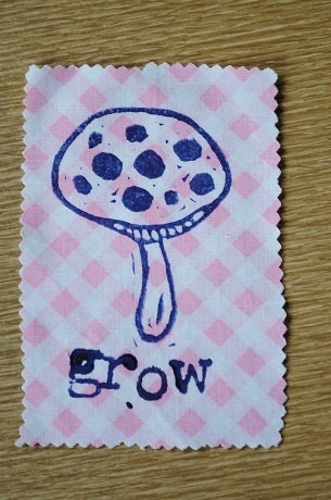 hand printed mushroom patch