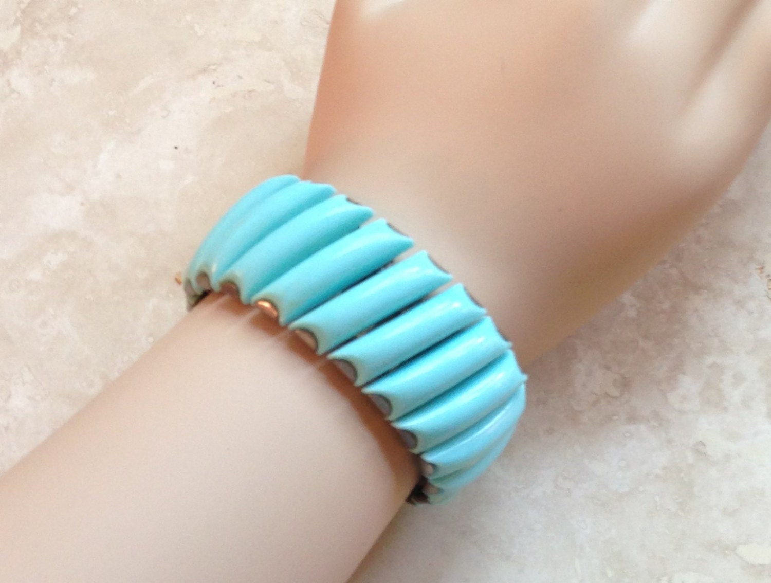 Vintage Turquoise Lucite Expansion Bracelet