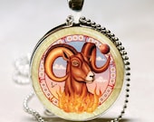 Aries Necklace Zodiac Jewelry Astrology Sign Ram March April Birthday Art Pendant with Ball Chain Included