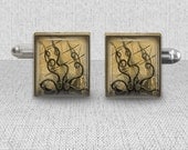 Men's Accessories Cuff Links Octopus Kraken Cephalopod Nautical Scrabble Tile Cufflinks Grooms Father's Day
