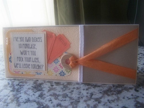I've got two tickets to paradise handmade greeting card