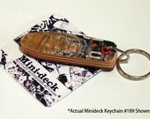 Recycled Skateboard Keychain No.189 - Old School "Pig" shape