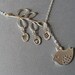 Mothers Day Personalized Mothers Day Necklace, THREE Leaf Initial Necklace, Silver Lariat Bird and Branch Necklace, Family Tree Necklace