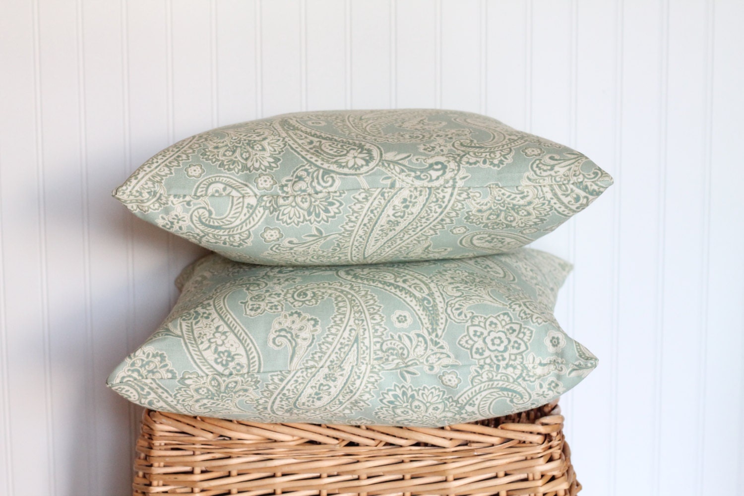 Green Paisley Pillow Cover  18 x 18  Ready to Ship  Home Decor Fabric