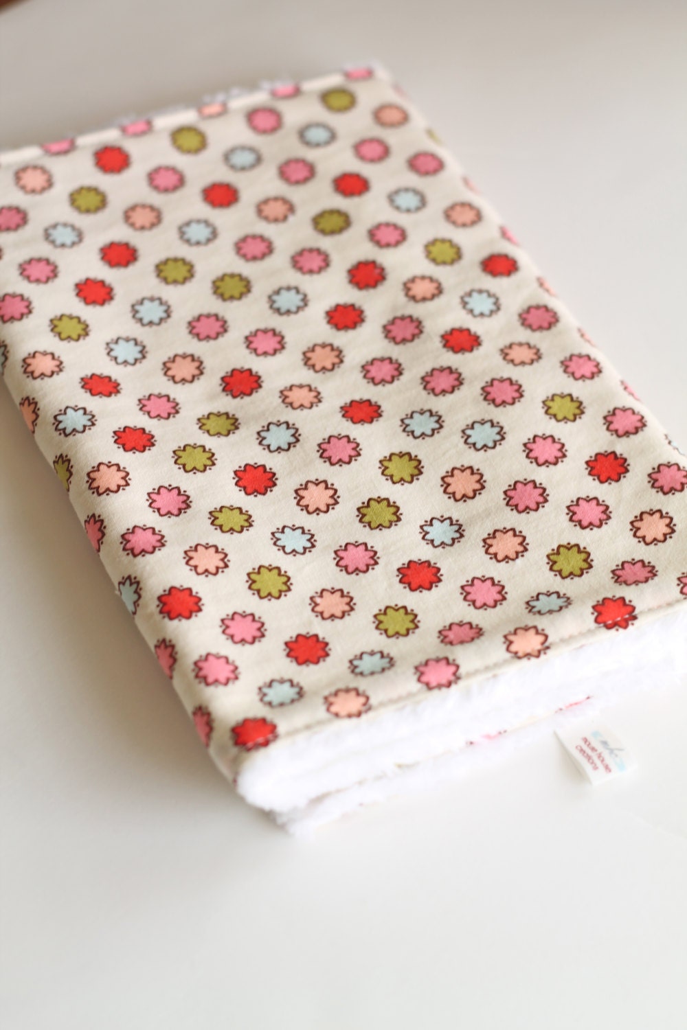Flower Dots Burp Cloth  Baby Girl Gift  Ready to Ship